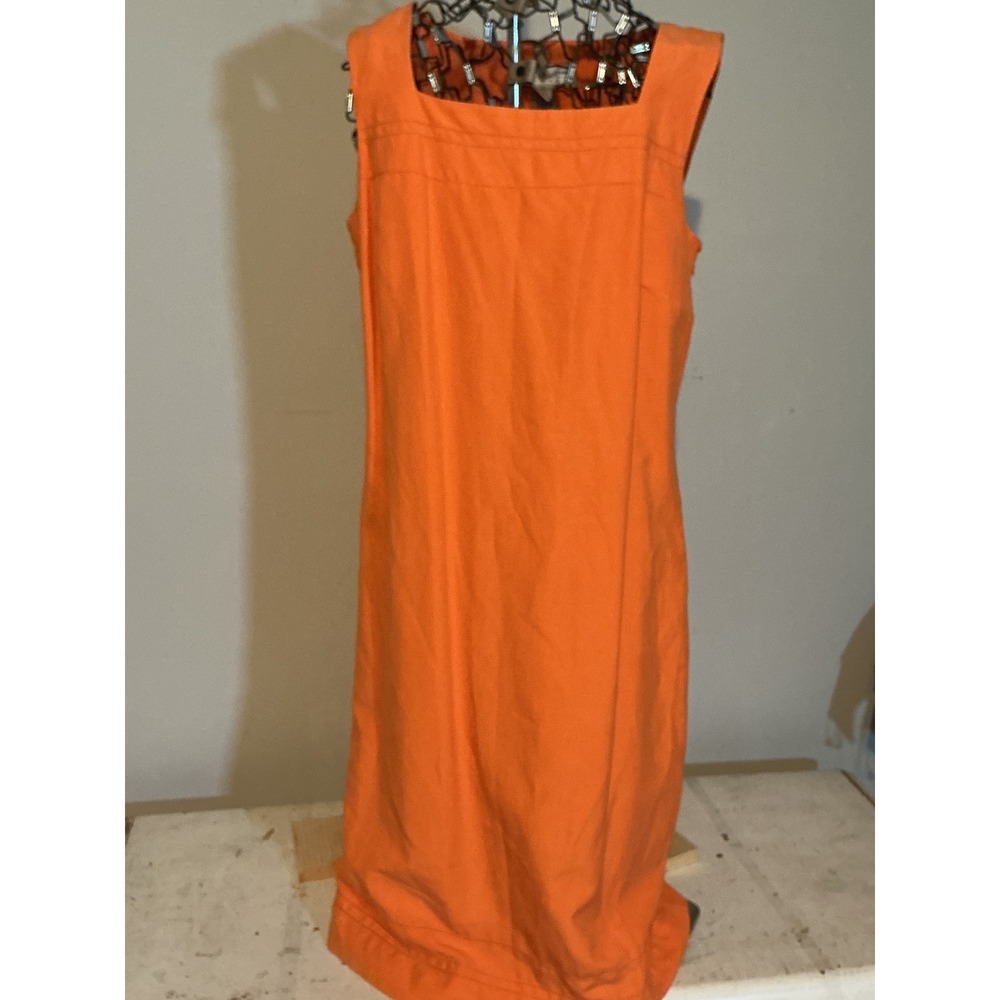 Grace‎ Dresses Silk Linen Blend Orange Sleeveless Sheath Dress Square Neck Sz 12